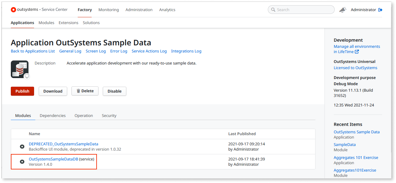 Sample data - OutSystems 11 Documentation