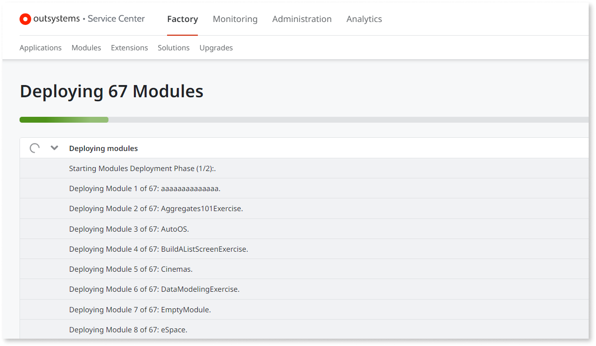 Platform Serverのアップグレード中のモジュールのデプロイ手順 - OutSystems 11 ドキュメンテーション