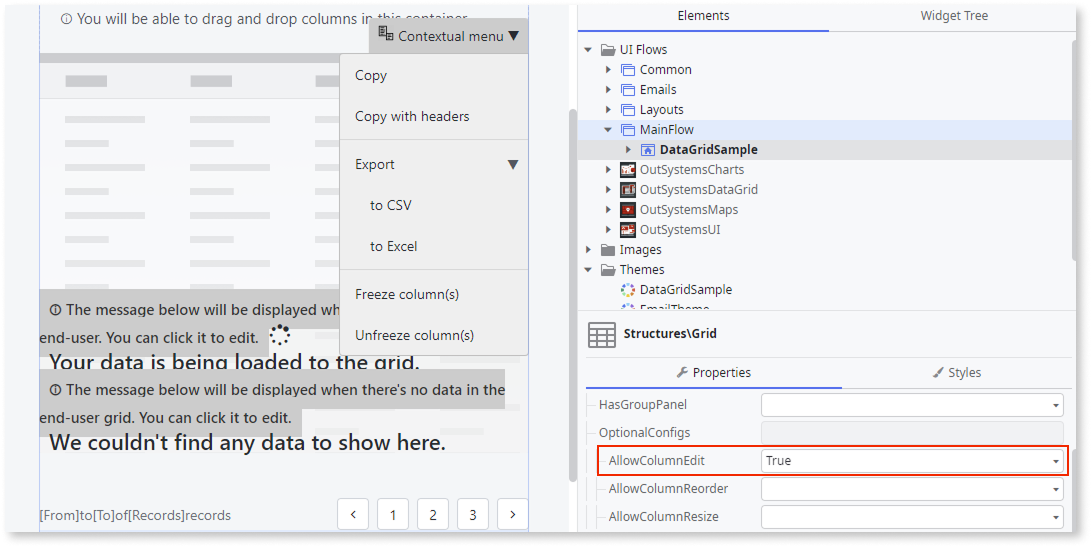 OutSystems Data Gridでデータを編集する - ODC Documentation