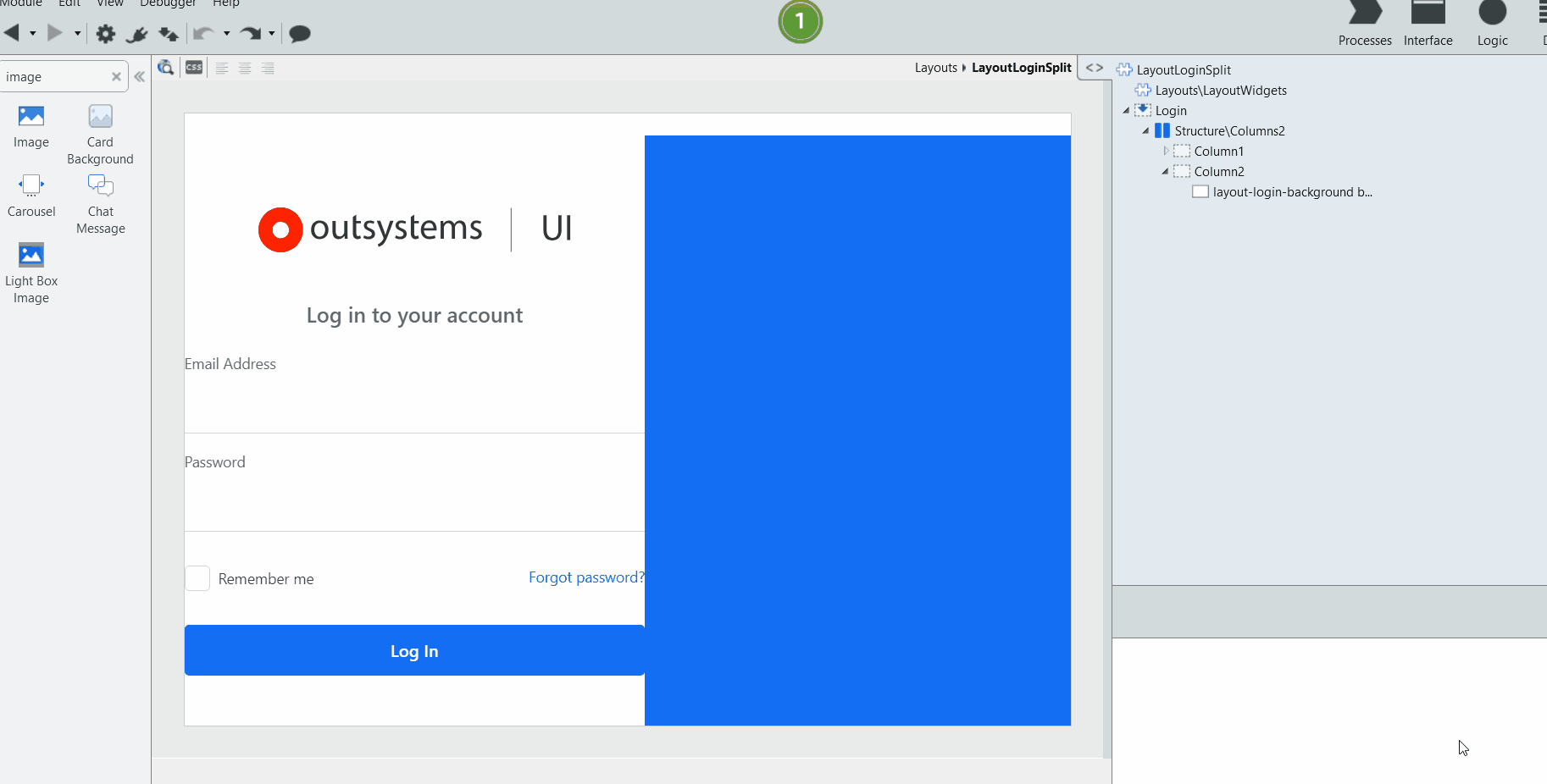 Layout Login Splitのリファレンス - OutSystems 11 ドキュメンテーション