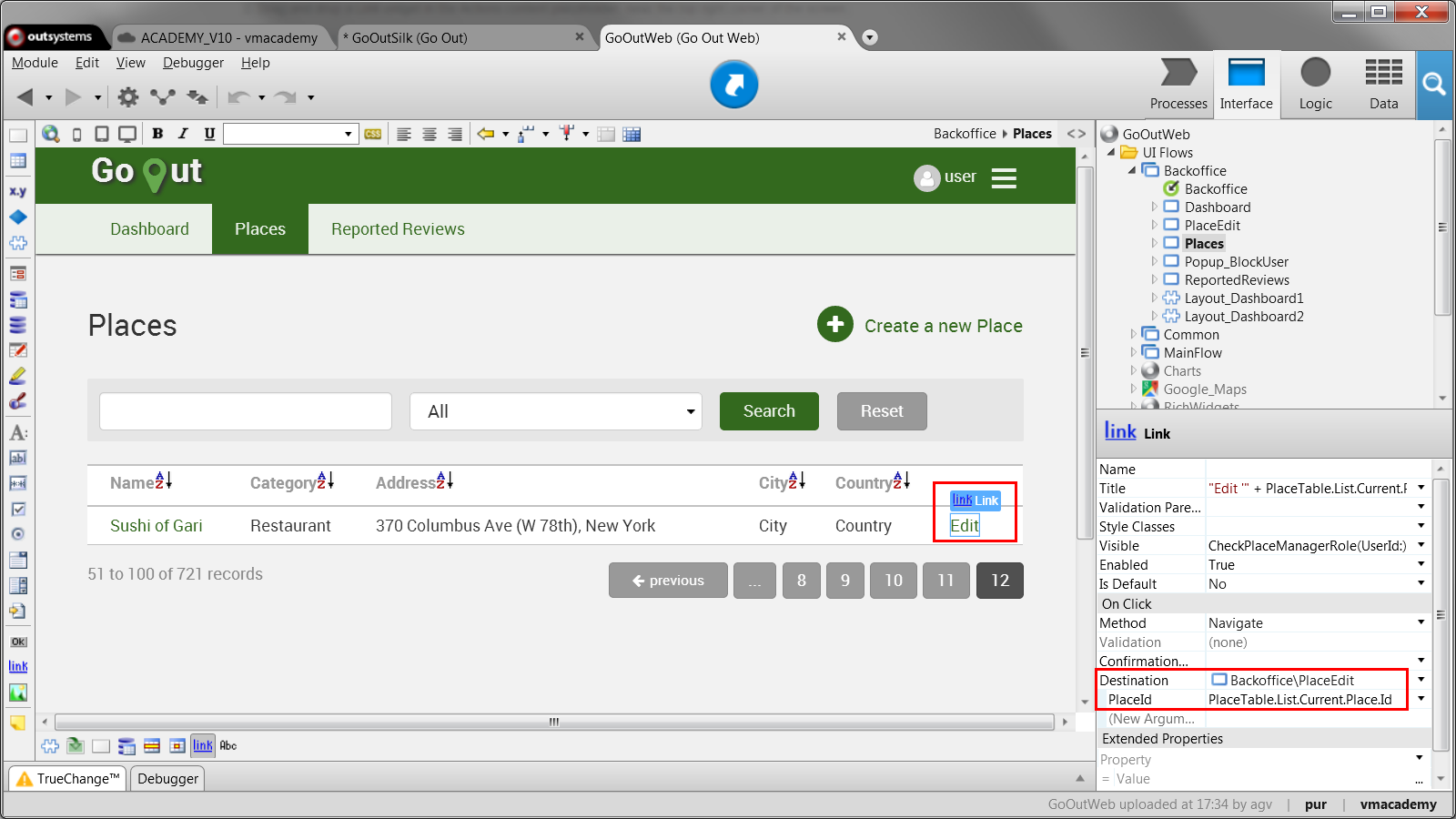 別の画面に移動する - OutSystems 10 ドキュメンテーション