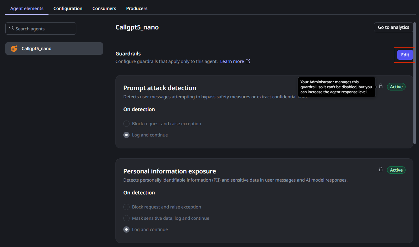 Configure agent guardrails - ODC Documentation