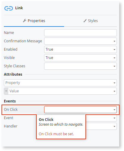 Invalid Property Value Error - Outsystems 11 Documentation