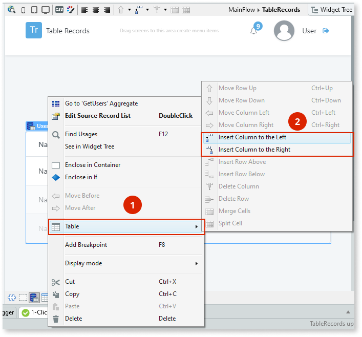 Table Records Widget OutSystems 11 Documentation