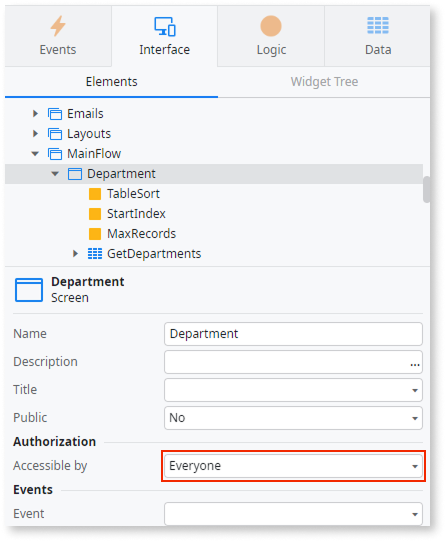 Server call in the logic of a screen accessible to everyone - ODC ...