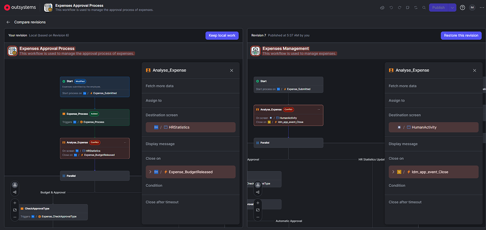 Compare workflow versions - ODC Documentation