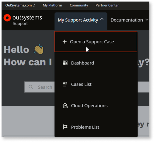 Opening a support case with OutSystems - OutSystems サポート