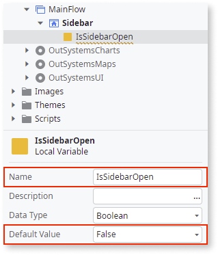 Sidebar - OutSystems 11 ドキュメンテーション
