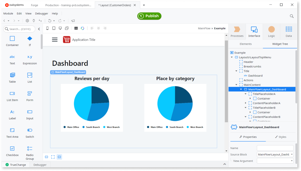 プレースホルダを使用して画面レイアウトを設計する - OutSystems 11 ドキュメンテーション