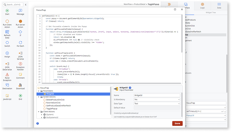 Popup - OutSystems 11 ドキュメンテーション
