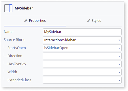 Sidebar - OutSystems 11 Documentation