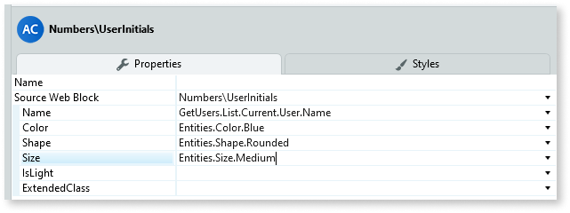 User Initials - OutSystems 11 ドキュメンテーション