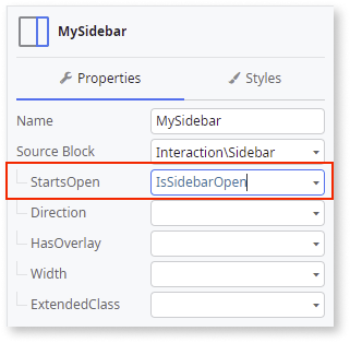 Sidebar - OutSystems 11 Documentation
