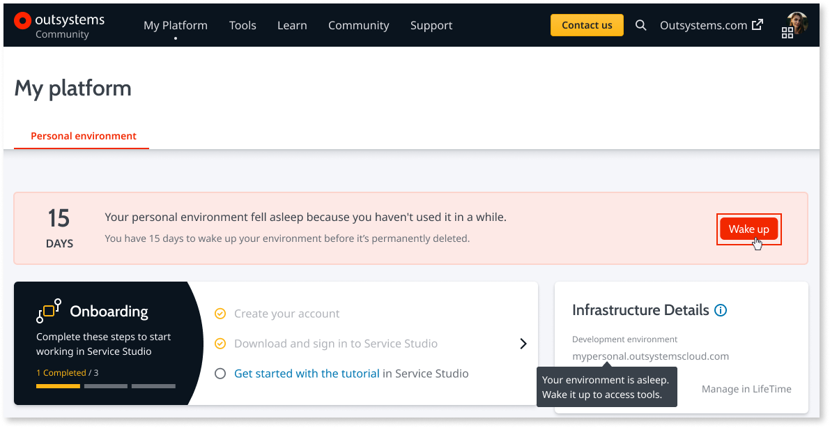 Error messages while connecting to your personal environment - OutSystems  Support