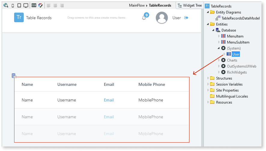 Table Records Widget OutSystems 11 Documentation