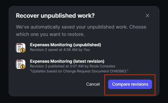 Compare workflow versions - ODC Documentation