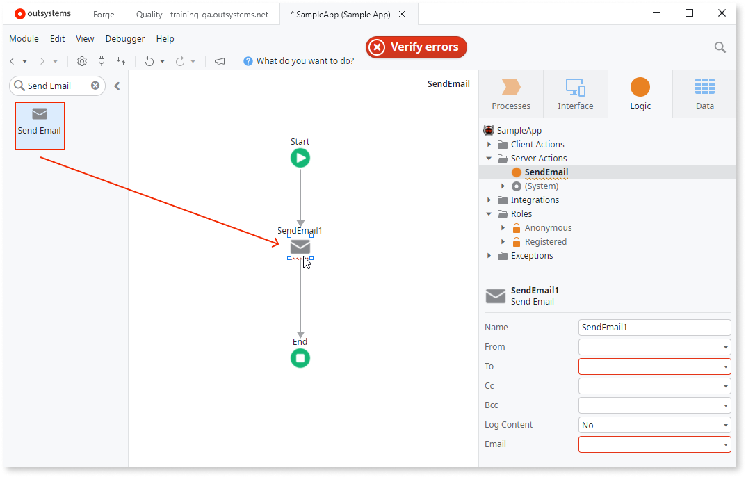 メールの送信 - OutSystems 11 ドキュメンテーション