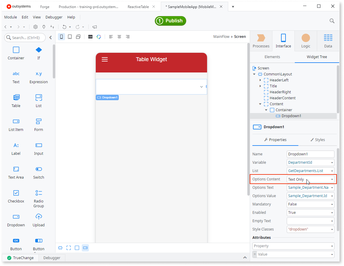 Choose One Value from a List - OutSystems 11 Documentation