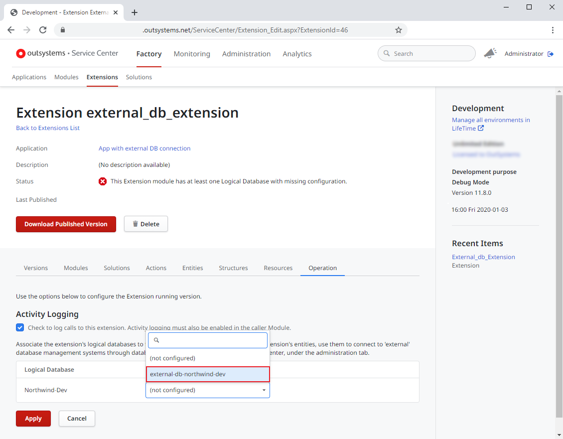 Integration Studioを使用して外部データベースと連携する - OutSystems 11 ドキュメンテーション