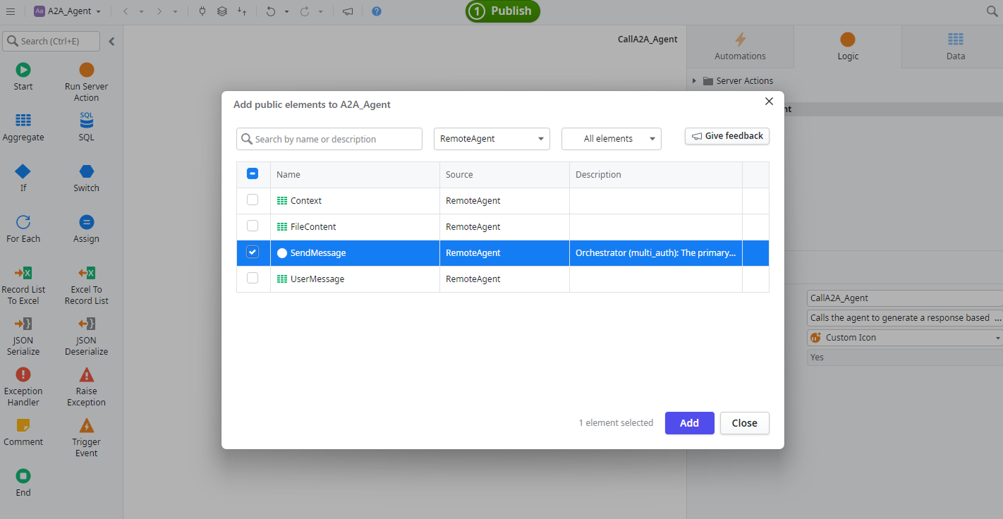 Adding external agents in the ODC portal using A2A - ODC Documentation
