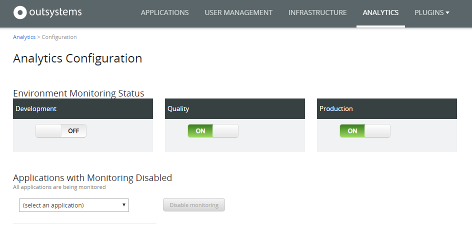 Enable analytics for an environment - OutSystems 11 Documentation
