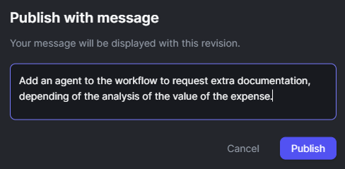 Messages in workflows publishing - ODC Documentation