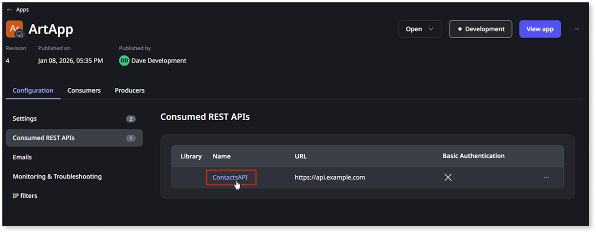 Consume one or more REST API methods - ODC Documentation