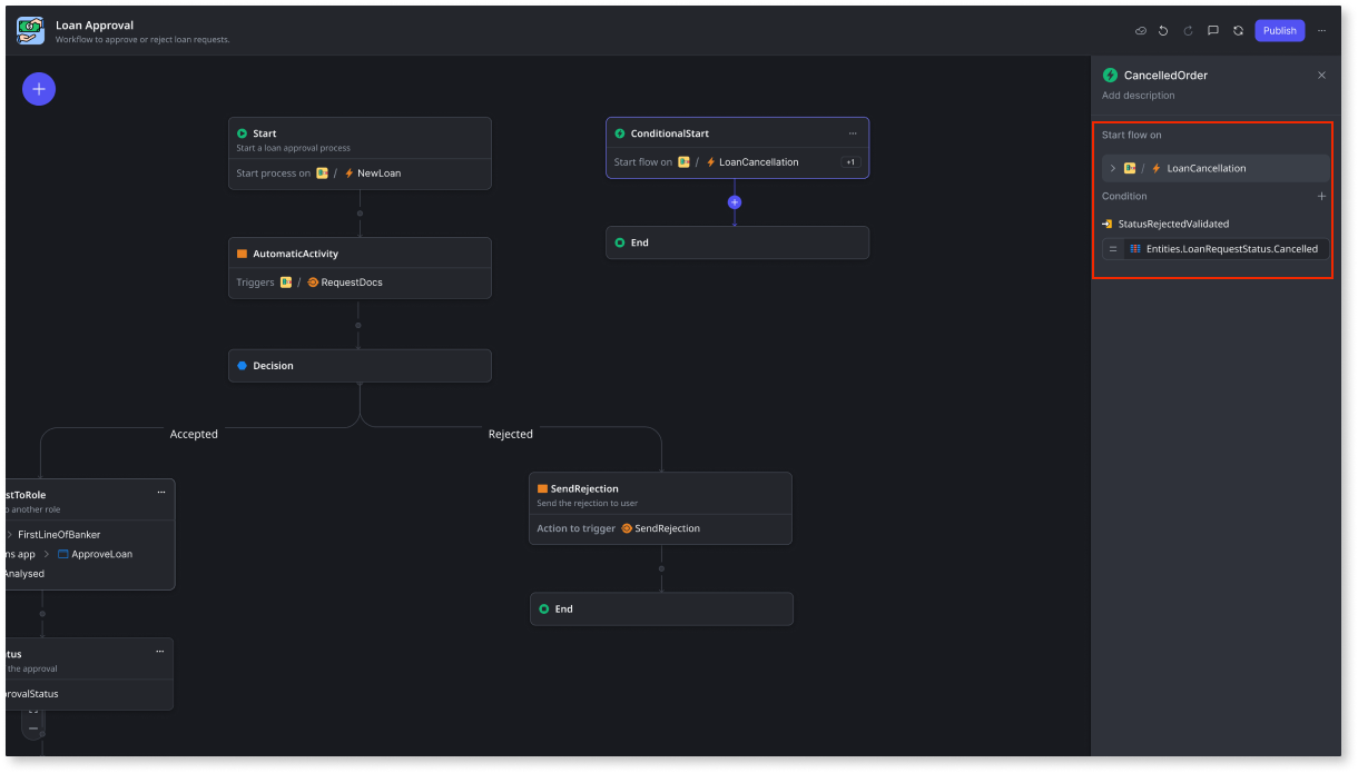 Start a workflow based on specific conditions - ODC Documentation