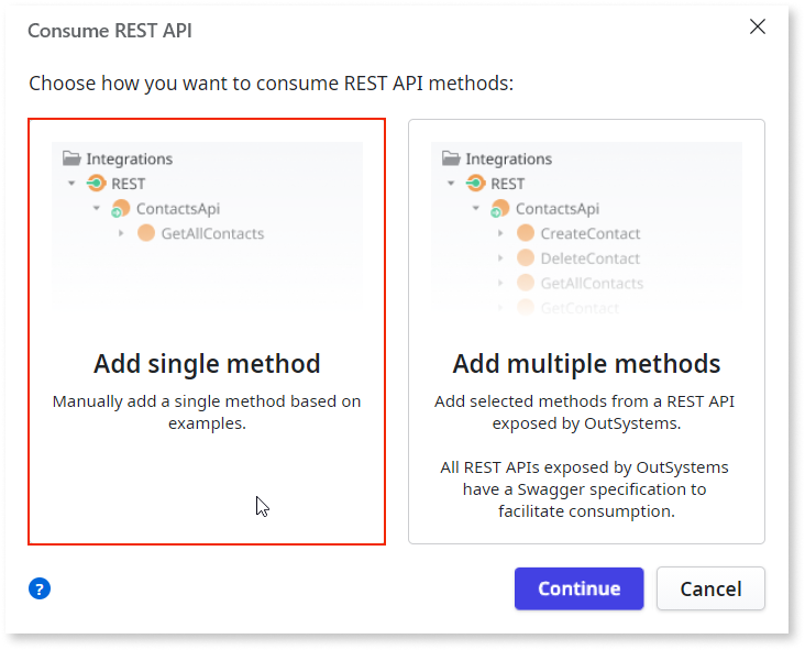 Consume one or more REST API methods ODC Documentation