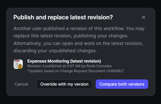 Compare workflow versions - ODC Documentation