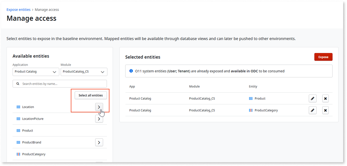 Expose O11 entities to ODC - ODC Documentation