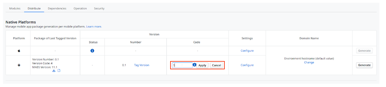 Customizing the mobile app version code - OutSystems 11 Documentation