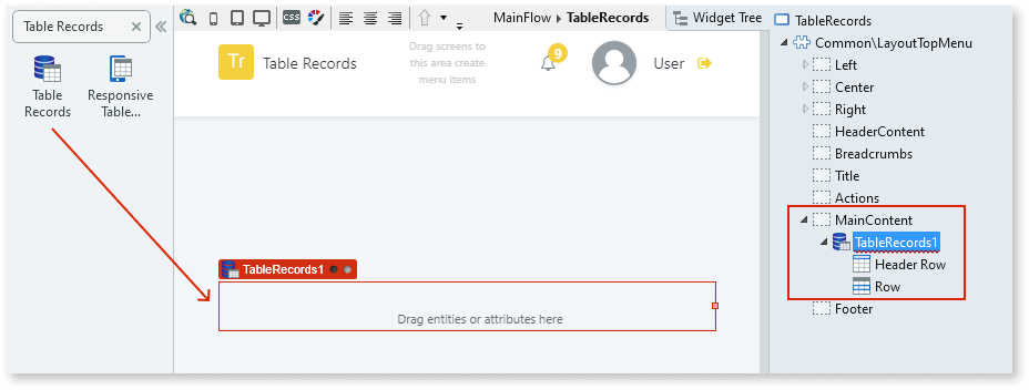 Table Records Widget - OutSystems 11 ドキュメンテーション