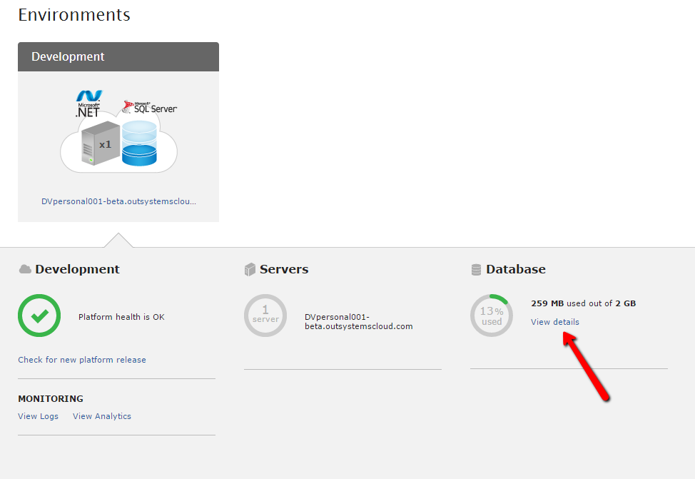 Manage the database space of your personal environment - OutSystems サポート