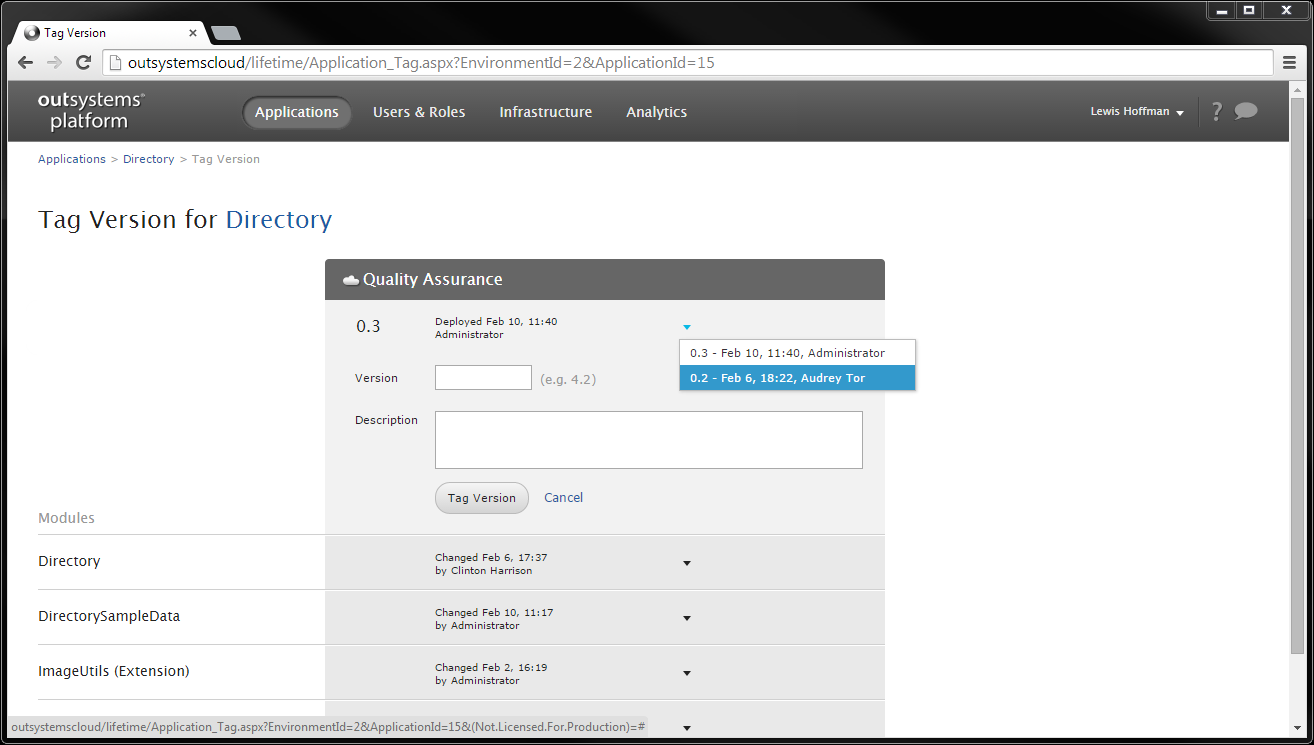 Rollback to a Previous Version - OutSystems 10 Documentation