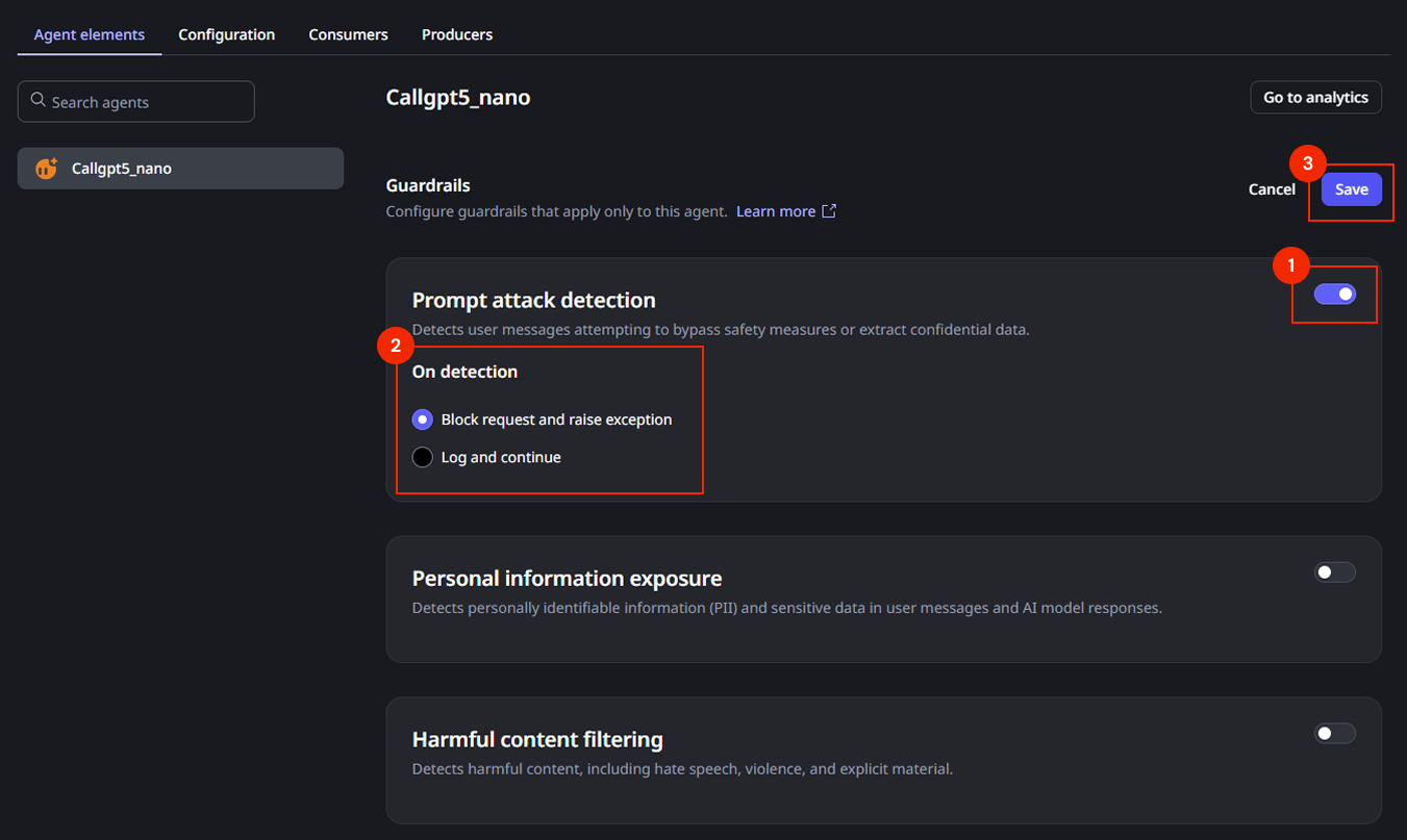 Configure agent guardrails - ODC Documentation