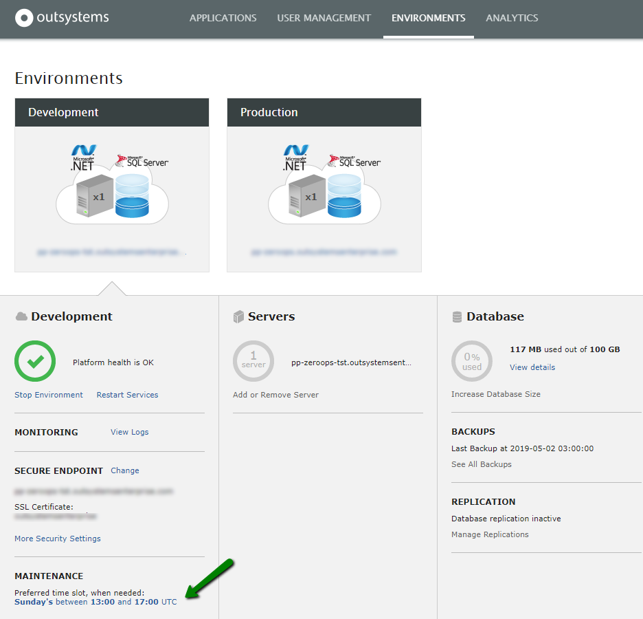 Define a maintenance window for OutSystems Cloud environments ...