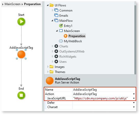JavaScriptを使用して従来のWebアプリを拡張する - OutSystems 11 ドキュメンテーション