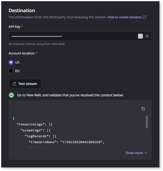 Configure analytics streams in the ODC Portal - ODC Documentation