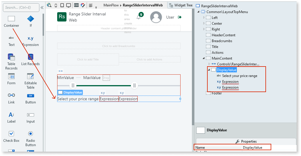 Range Slider Interval - OutSystems 11 ドキュメンテーション
