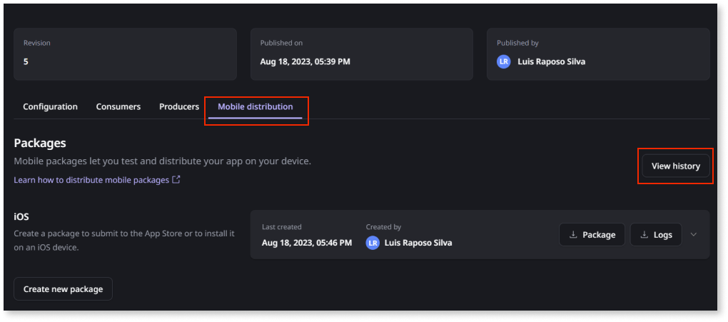 Create mobile app package - ODC Documentation