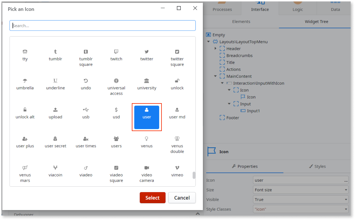 Input with Icon - OutSystems 11 Documentation