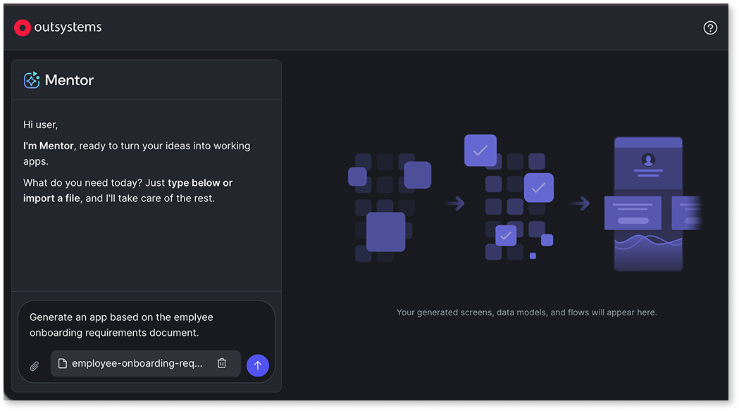 AI app generation in Mentor Web - ODC Documentation