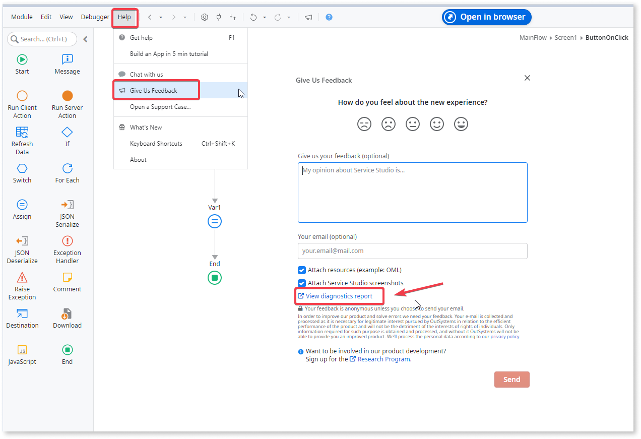 Service Studio logs - OutSystems サポート
