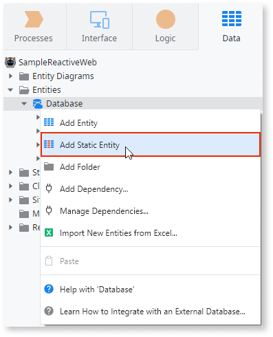Static Entities - ODC Documentation