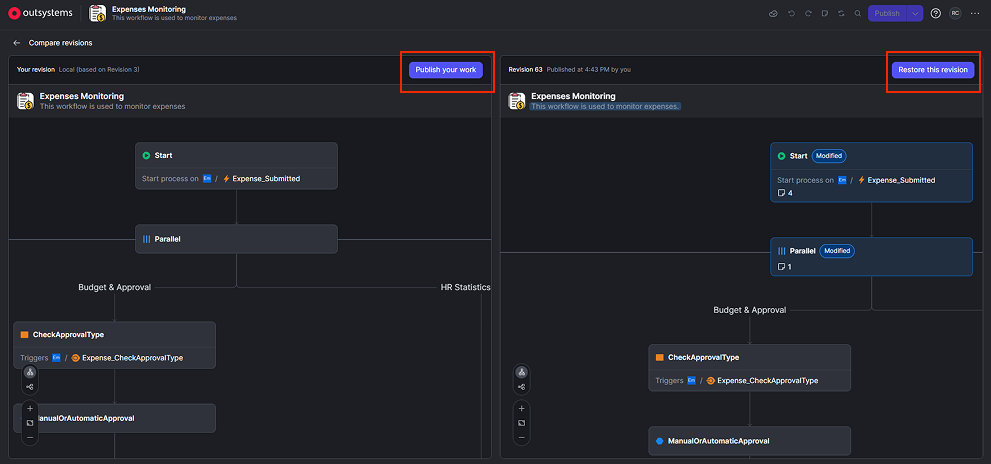 Compare workflow versions - ODC Documentation