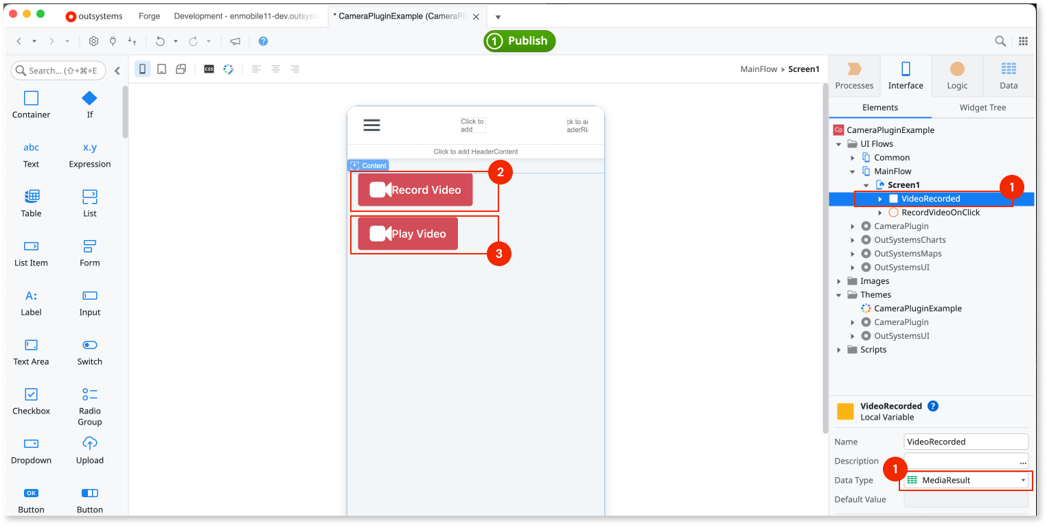 Camera Plugin version 8 - OutSystems 11 ドキュメンテーション