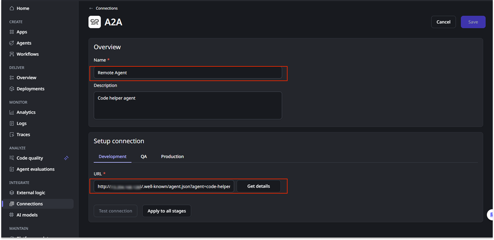Adding external agents in the ODC portal using A2A - ODC Documentation