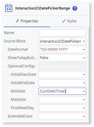 Date Picker Range - OutSystems 11 ドキュメンテーション