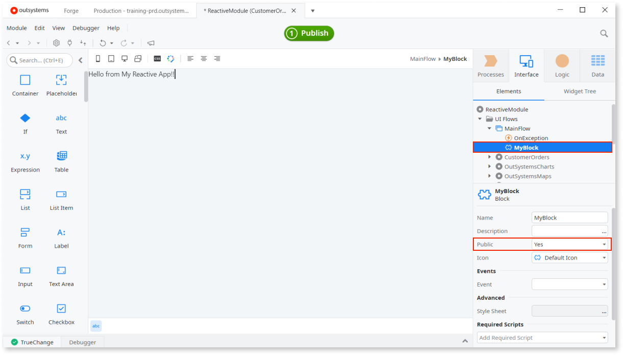画面ブロックを作成して再利用する - OutSystems 11 ドキュメンテーション